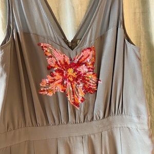 LIL COCKTAIL DRESS, Sleeveless, Grey/Blue, Sequins Flowers, Knee length, Size 14